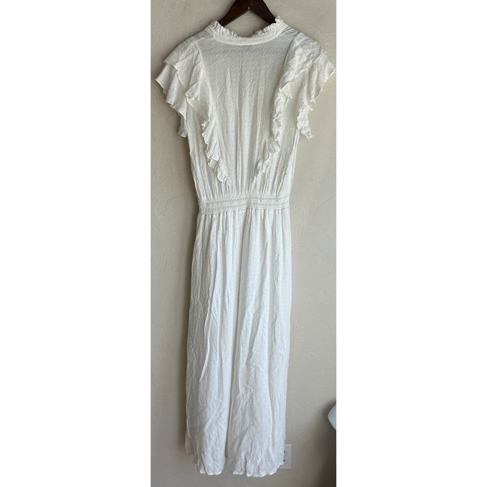 Cream Ruffled Button-Front Midi Dress - Picture 5 of 11